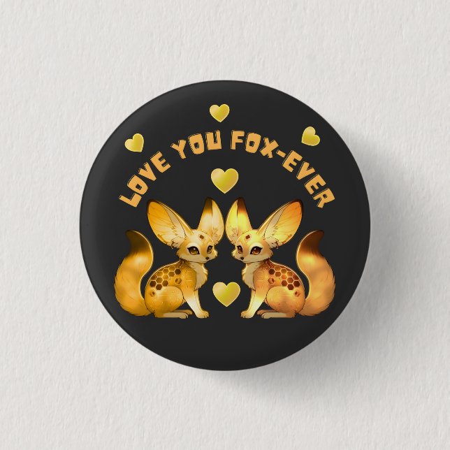  Fox Couple Valentine Art T-Shirt Button (Front)