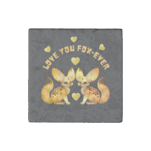  Fox Couple Valentine Art T-Shirt Stone Magnet