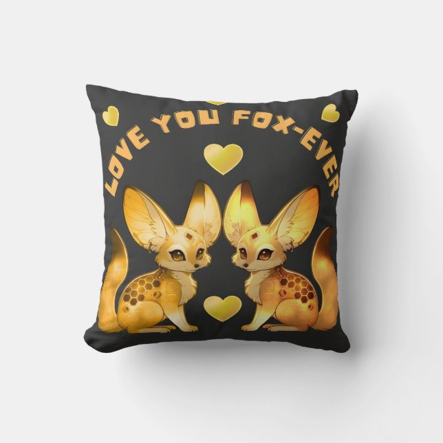  Fox Couple Valentine Art Throw Pillow (Front)