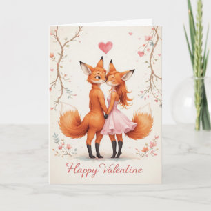 Fox Couple Valentine Cute Woodland Valentines Card