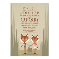 Fox Couple Woodland Engagement Party Card