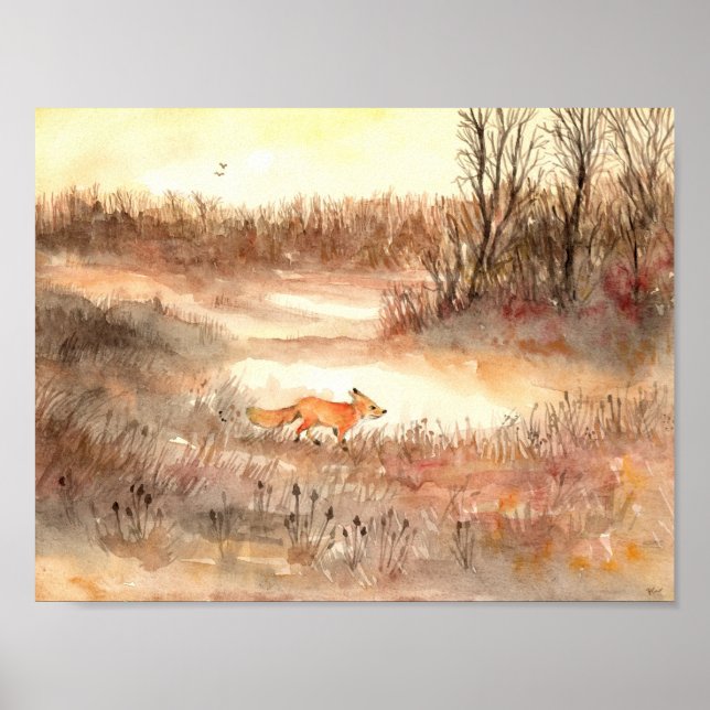 Fox Crossing the Field Poster (Front)