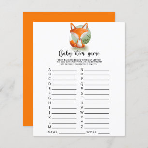 Fox cub Baby Item Game. Baby Shower Game