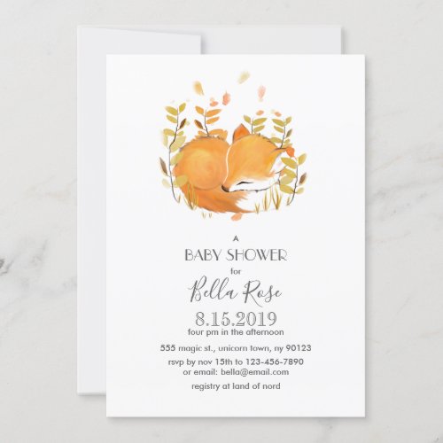 Fox Cub Baby Shower Invitations