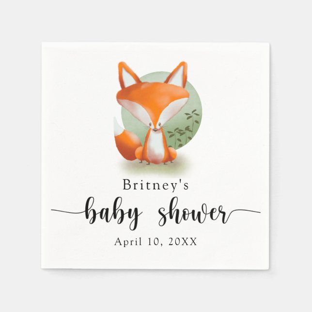 Fox cub - baby shower napkins (Front)