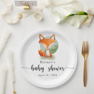 Fox cub - baby shower paper plates