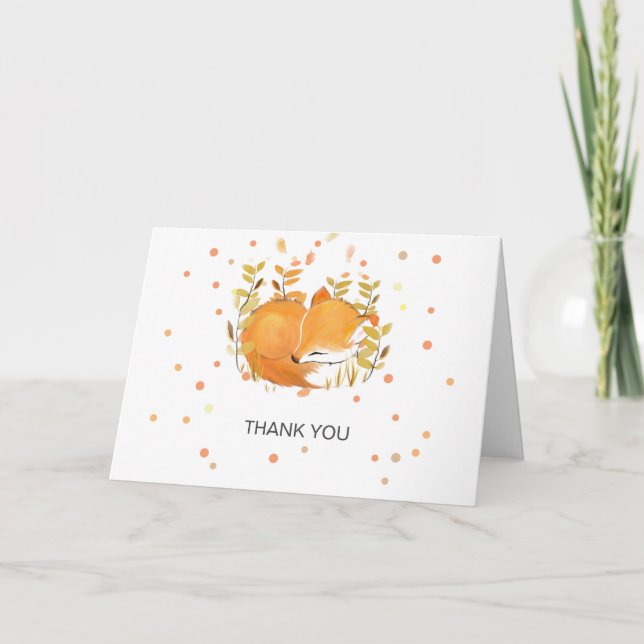 Fox Cub Baby Sprinkle Baby Shower Thank you Card (Front)