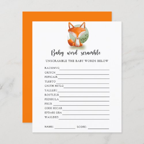 Fox cub _ Baby Word Scramble Game