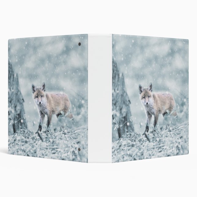 Fox Cub in the Snow 3 Ring Binder (Background)
