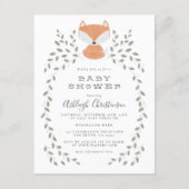 Fox Cub Rustic Woodland Baby Shower Invitation Postcard (Front)