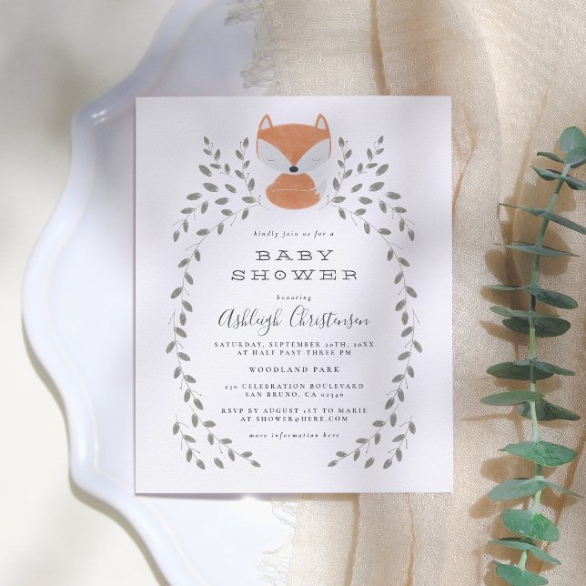 Fox Cub Rustic Woodland Baby Shower Invitation Postcard (Creator Uploaded)