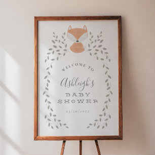 Fox Cub Rustic Woodland Baby Shower Welcome Sign
