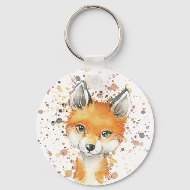 Fox cub watercolour high tops gel mouse mat footba keychain (Front)