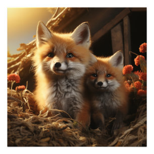 Fox cubs photo print