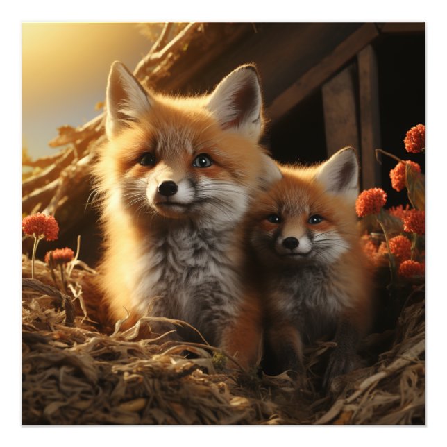 Fox cubs photo print (Front)