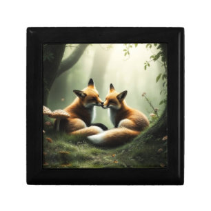Fox Cuddle in Misty Forest  Gift Box