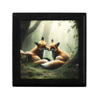 Fox Cuddle in Misty Forest Gift Box