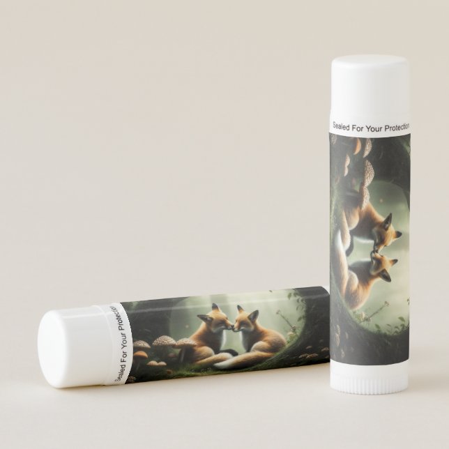 Fox Cuddle in Misty Forest  Lip Balm (Front)