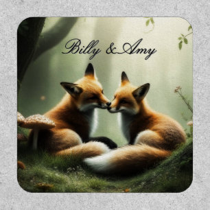 Fox Cuddle in Misty Forest Personalized  Patch