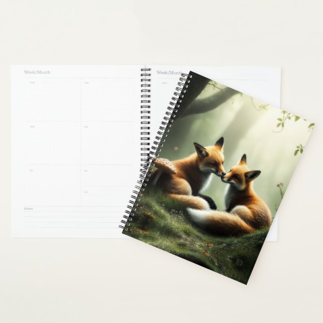 Fox Cuddle in Misty Forest  Planner (Display)