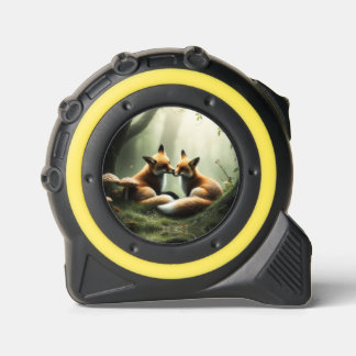 Fox Cuddle in Misty Forest  Tape Measure