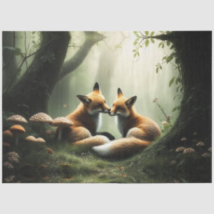 Fox Cuddle in Misty Forest Tissue Paper