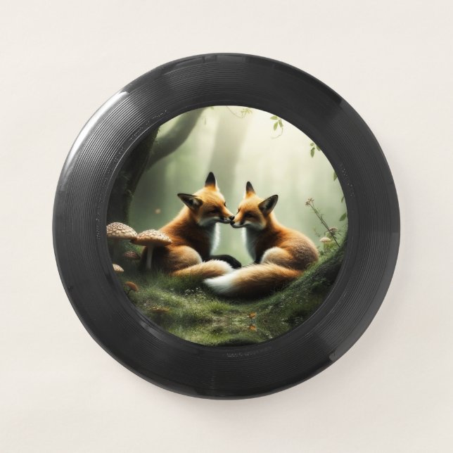 Fox Cuddle in Misty Forest  Wham-O Frisbee (Front)