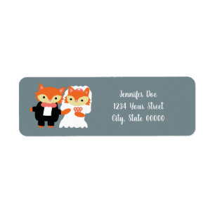 Fox Cute Gray Wedding Personalize Return Address Label