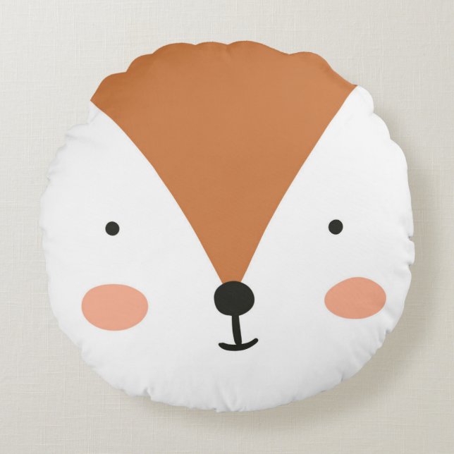 Fox Cute Green nursery Baby Room Round Pillow (Front)
