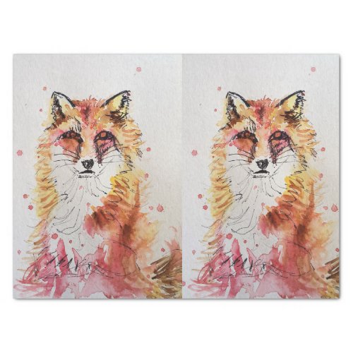 Fox Cute Red Watercolor Painting Art Tissue Tissue Paper