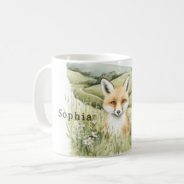 Fox Daisy Flowers Coffee Mug (Front Left)