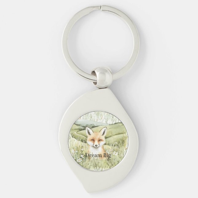 Fox Daisy Flowers Keychain (Front)