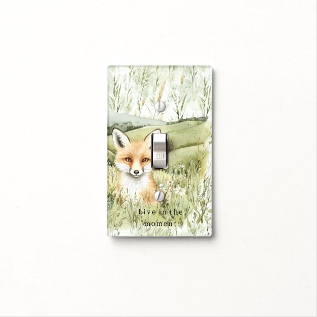 Fox Daisy Flowers Light Switch Cover (In Situ)