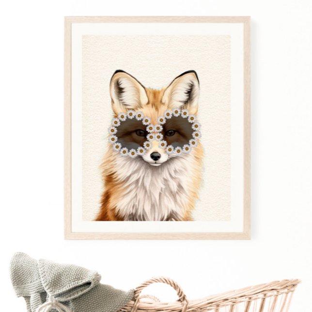 Fox Daisy Sunglasses Woodland Nursery Poster (Creator Uploaded)