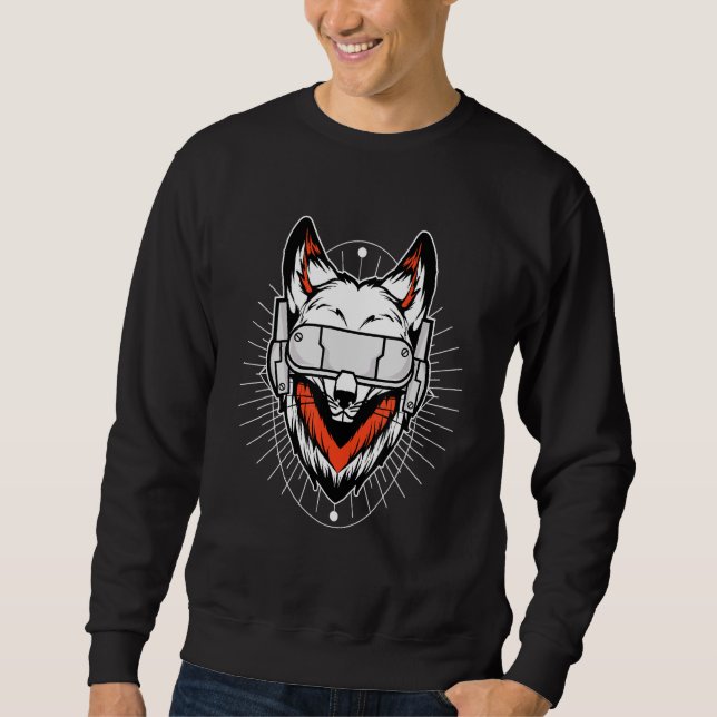 Fox Day Night Gaming I Headset Animal Fox Gamer Wi Sweatshirt (Front)