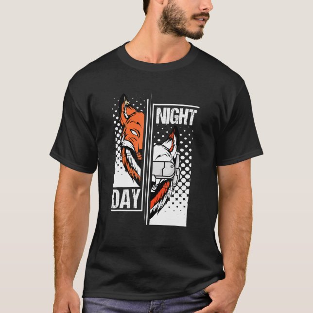 Fox Day Night Gaming I Headset Animal Fox Gamer Wi T-Shirt (Front)
