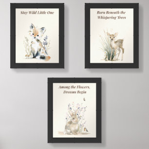 Fox Deer Bunny Prints – Neutral Woodland Baby Room