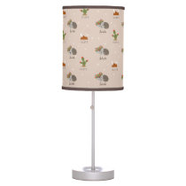 Fox Desert Stars Cactus Pink Baby Girl Nursery Table Lamp