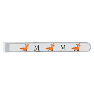 Fox Design Monogrammed Silver Finish Tie Bar