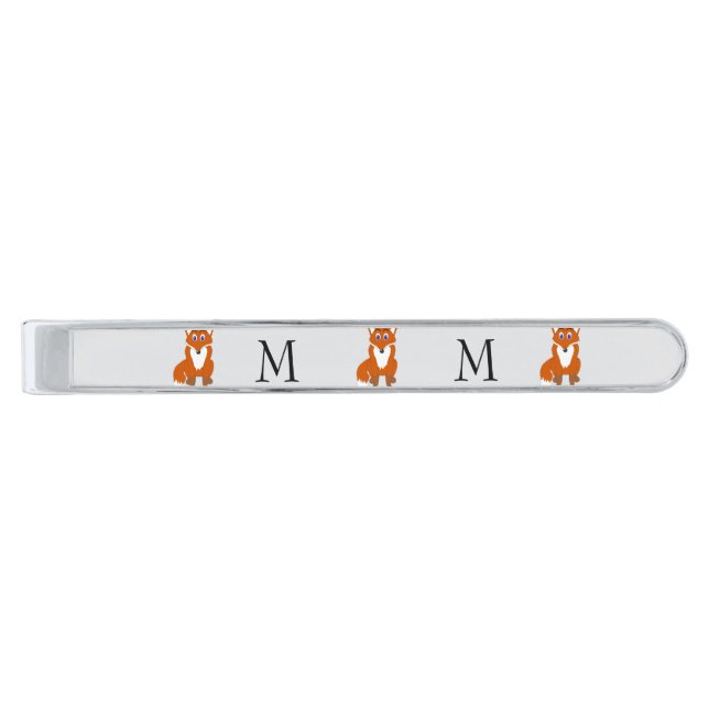 Fox Design Monogrammed Silver Finish Tie Bar (Front)