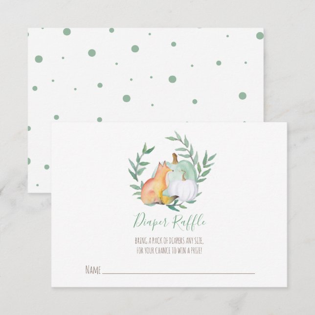 Fox Diaper Raffle Card – Neutral Fall Baby Shower (Front/Back)