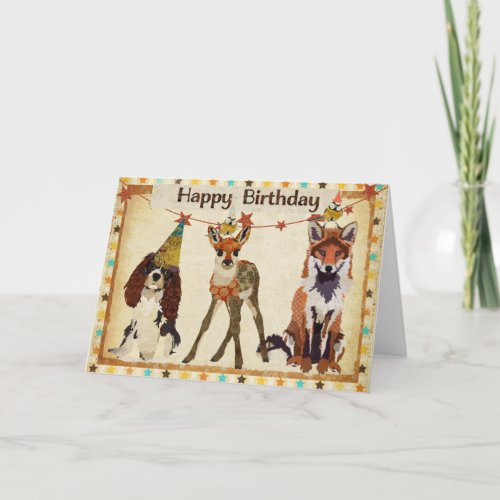 Fox Dog Fawn  Little Birds Birthday Card