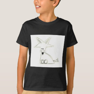 fox doodle black white gray simple kids drawing T-Shirt