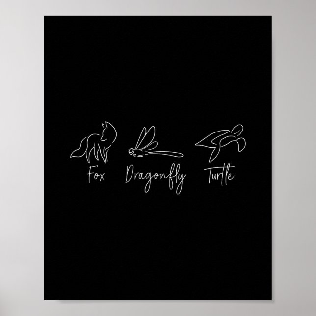 Fox Dragonfly Turtle Trump Meme Minimalist  Poster (Front)