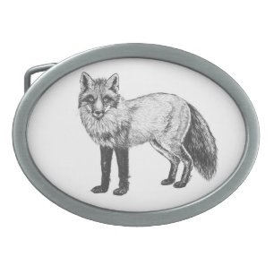 Fox drawing belt buckle