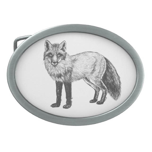 Fox drawing belt buckle (Front)