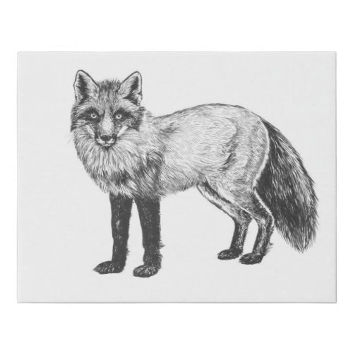 Fox drawing faux canvas print