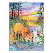 Fox Drinking by Riverside Cards (Front)