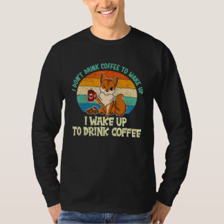 Fox Drinking Coffee Animal For Men Women T-Shirt
