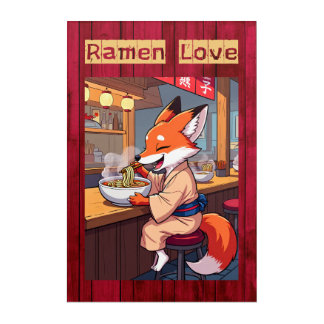 Fox Eating Ramen in Noodle Bar Acrylic Print